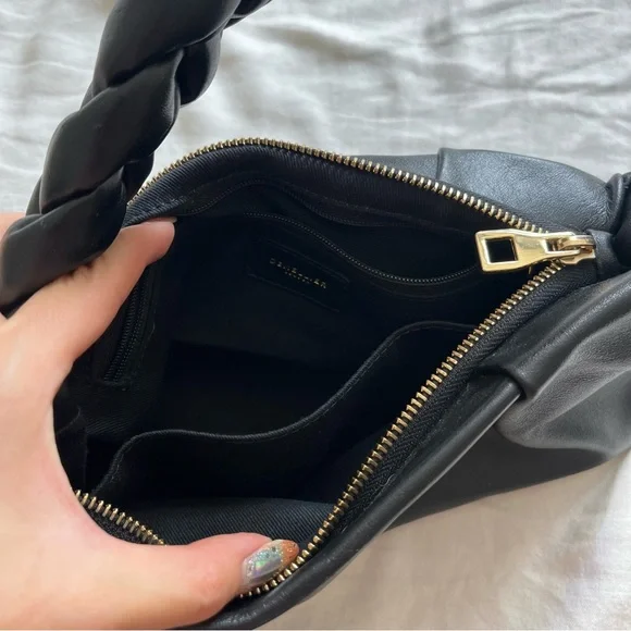Demellier London Genova Leather Braided Lambskin Shoulder Bag